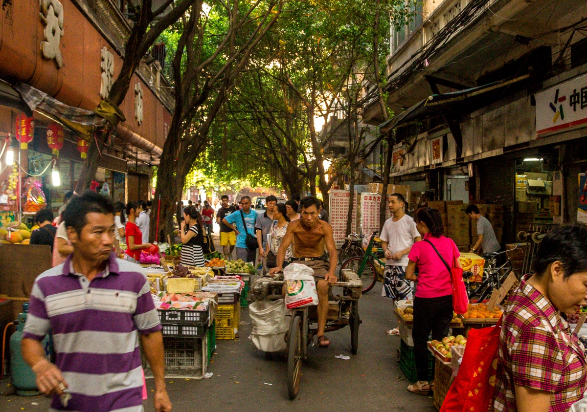 Mercado, calles y vida en Guangzhou