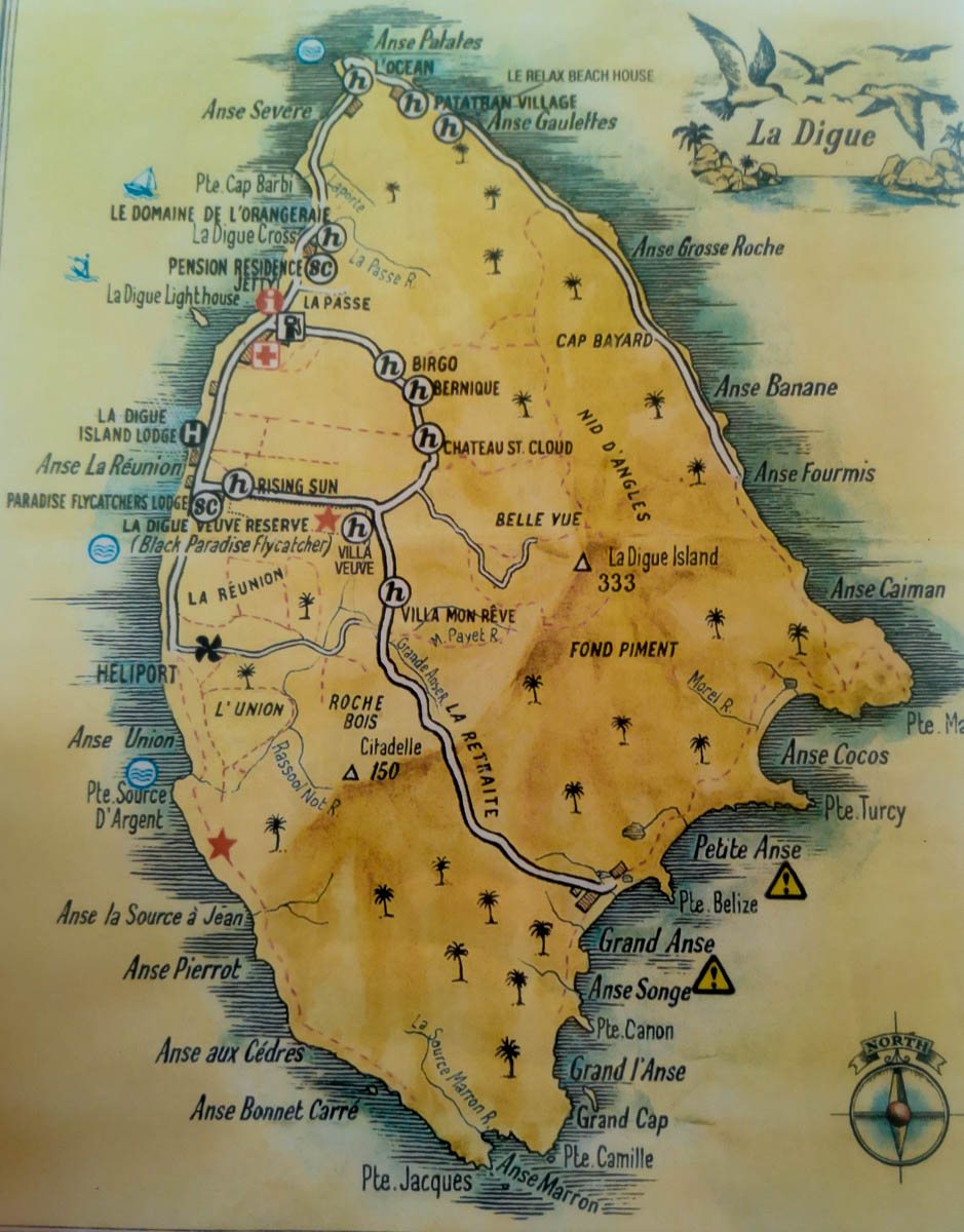 Mapa de La Digue, Seychelles