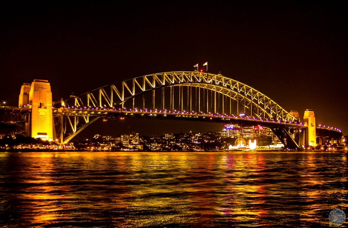 Puente de la Bahía de Sydney, por la noche