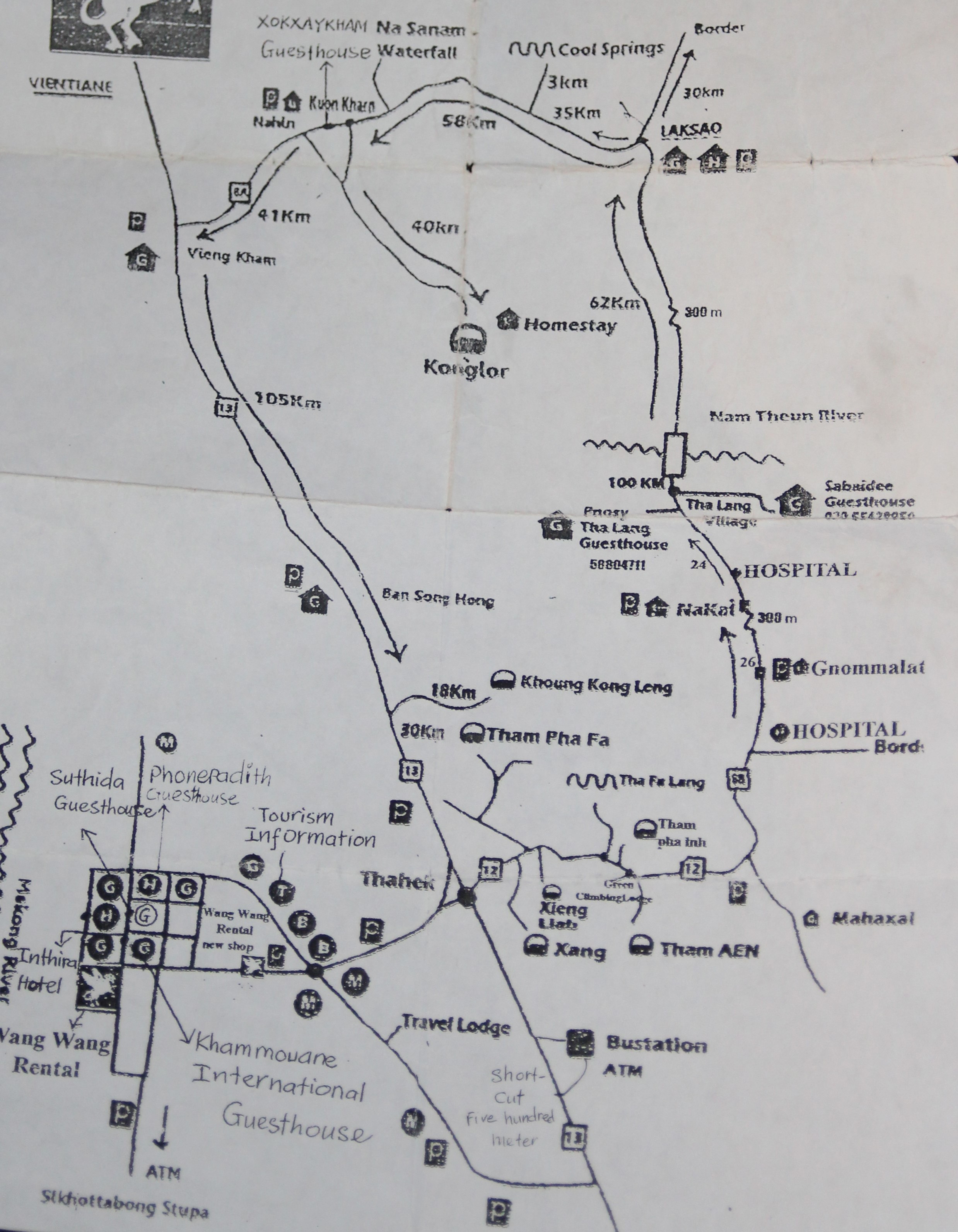 Mapa Thakhek Loop