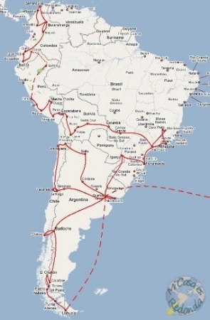 mapa de ruta sudamérica